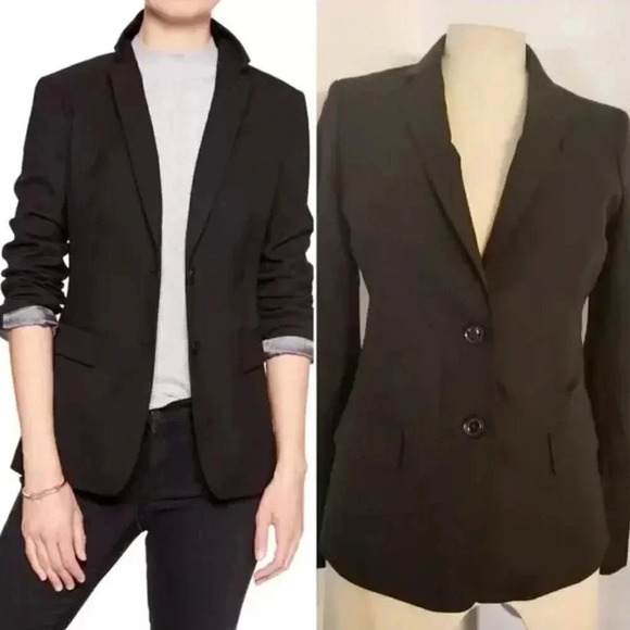 BANANA REPUBLIC | WOOL  BLEND BLACK BLAZER - Picture 1 of 15